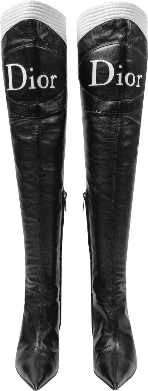 dior bootz|Dior thigh high boots.